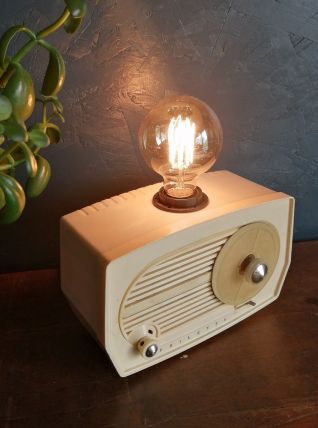 Lampe bakélite vintage radio des années 50 ivoire "Philetta"