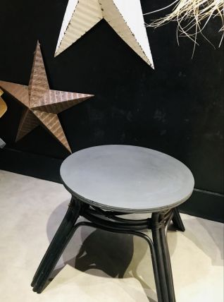 Table basse ronde rotin et bois