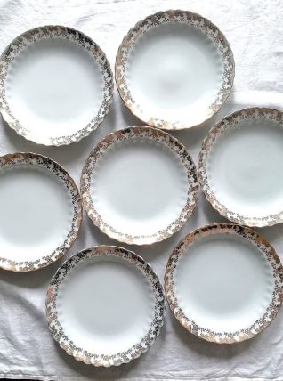 Assiettes porcelaine Saint Amand dorées 