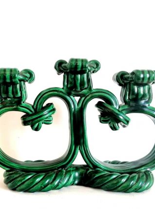 Bougeoir barbotine style Vallauris, 1950 