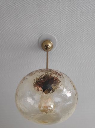suspension vintage globe en verre ambré