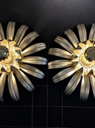 appliques fleurs en métal doré