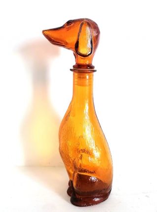 Carafe teckel en verre d'Empoli, Italie 1960