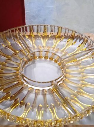 grand plateau apéritif en cristal 1960/70