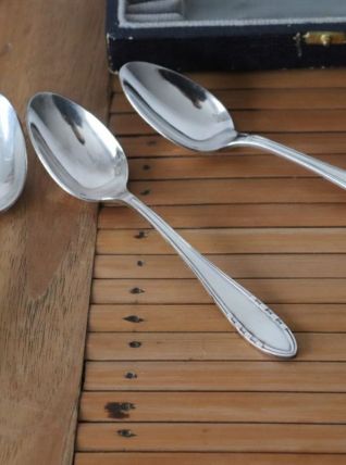 Lot de 12 petites cuillères en métal argenté, argental