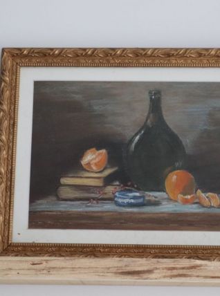 Tableau ancien nature morte orange