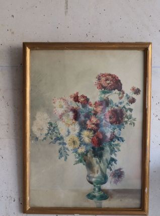 Tableau Nature morte bouquet de chrysanthèmes