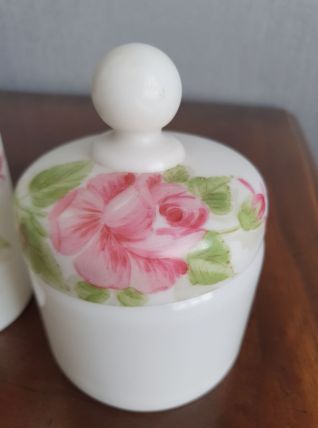 Flacons De Toilette En opaline de Paris décor de rose 