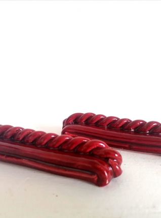 12 Porte-couteaux barbotine 1960 style Vallauris 