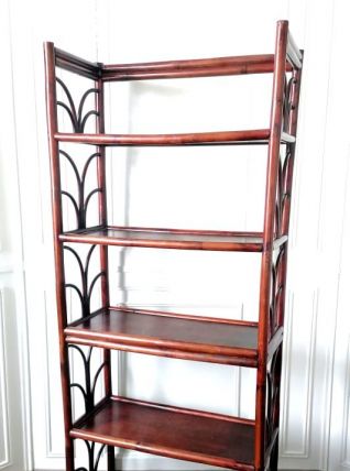 Bibliothèque étagère en rotin 1960 