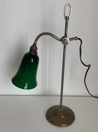 Lampe vintage 1900 céladon bijoutier laiton nickelé BGL  - 4