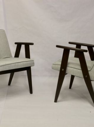  Fauteuil Bunny Type 300-177, 1960s tissu gris chiné.