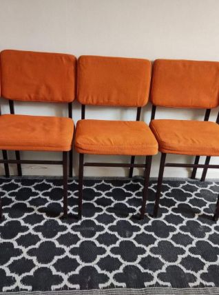 chaises tissu orange vintage