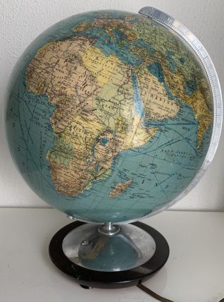 Globe vintage 1960 terrestre verre bois colombus duo - 43 cm