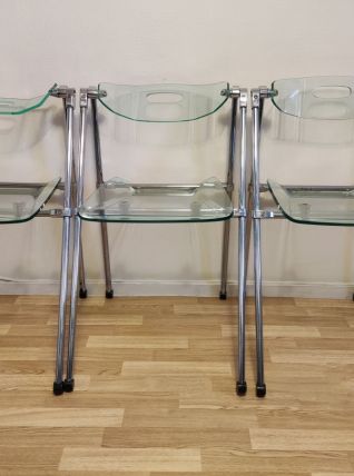 chaises pliantes design métal et plexi