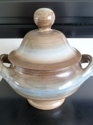 Soupière en céramique bleue et marron Longchamp 