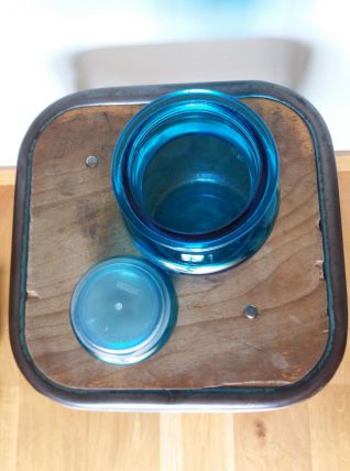 Flacon d'apothicaire bocal en verre bleu