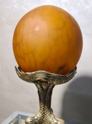 Lampe art déco.. métal patine or