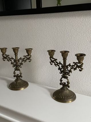 2 chandeliers 3 branches en laiton