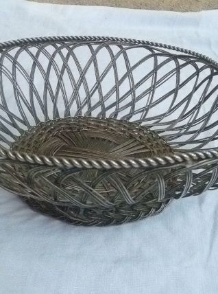 Corbeille panier en métal argenté, vintage
