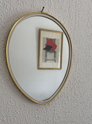 Miroir vintage 1960 rétroviseur asymétrique - 25 x 20 cm 