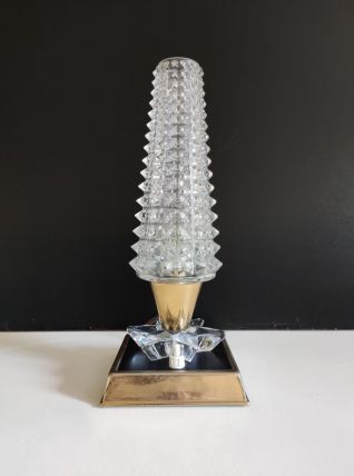 lampe vintage laiton et verre ciselé