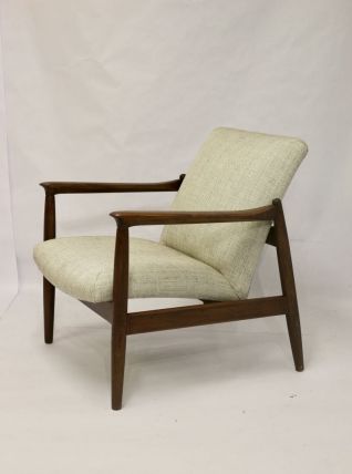 Fauteuil GFM-142 par Edmund Homa années 1960 tissu beige.