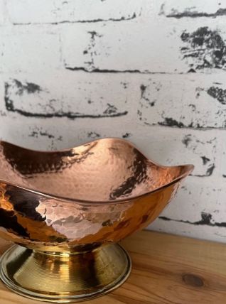 Coupe de fruits en cuivre et laiton