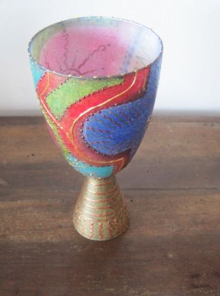 Joli verre décoratif peint à la main - 