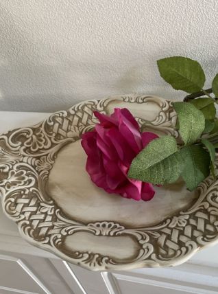 Plat en faïence vintage ton crème 