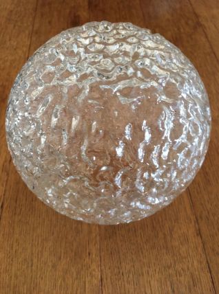 1 Gros globe rond art déco en verre moulé transparent