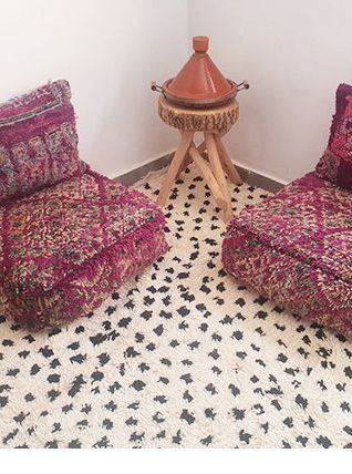 Ensemble de 2 poufs marocains en tapis