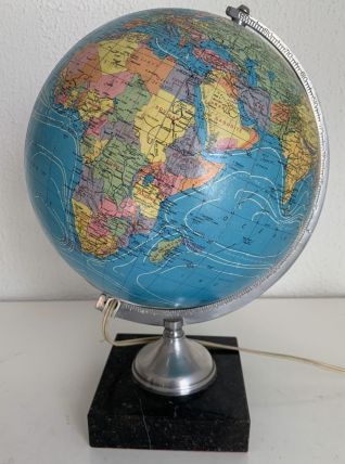Globe terrestre Taride verre et marbre noir vintage 1971 - 3