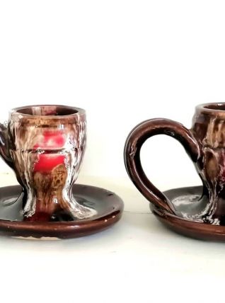 Bougeoirs à mains céramique style Vallauris , vers 1960 