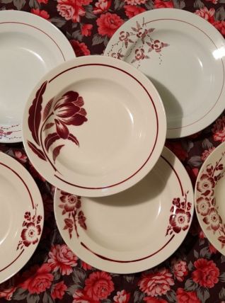 6 Assiettes creuses , Badonviller et St Amand, 1930