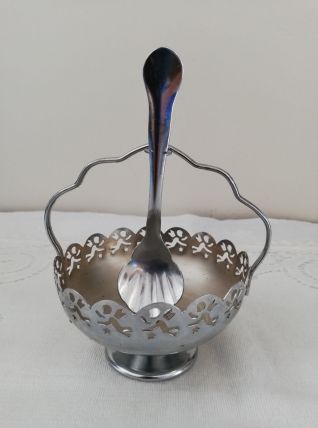 Sucrier et sa cuiller en métal argenté