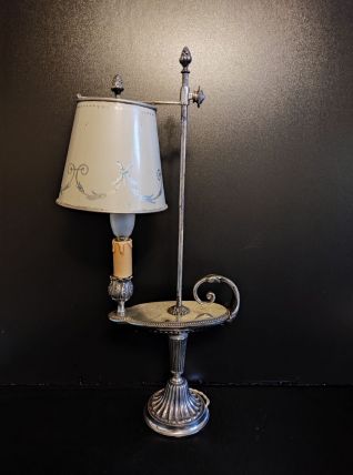 lampe bouillotte ancienne métal chromé et blanc