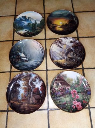 Assiette décorative en porcelaine paysage  