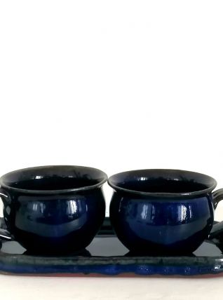  Duo déjeuner en terre-cuite émaillée, Japon vers 1940. 