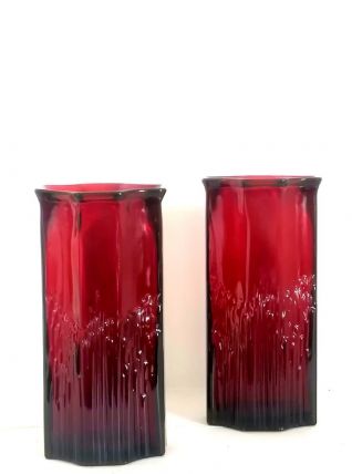  Paire de vases art déco rouge skyscraper