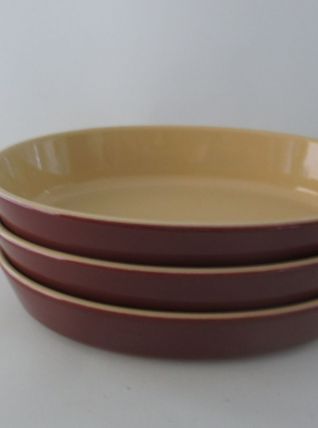 3 x PLAT OVALE MARRON CARAMEL - CASSEROLE EMILE HENRY 