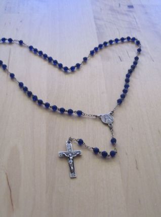 Chapelet ancien métal et perles en verre marque France