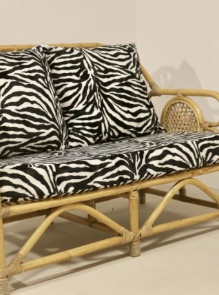 CANAPÉ VINTAGE EN ROTIN 2 PLACES ANNEE 60 REF SAVANNA.