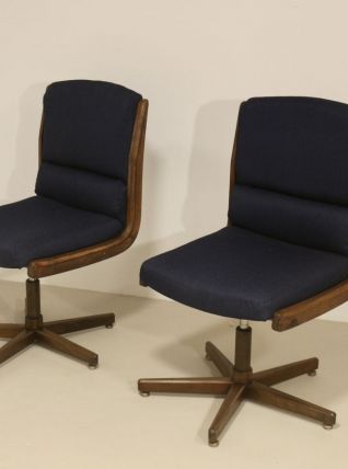 Paire de fauteuils vintage pivotant en bois  Année 70 Réf ZA