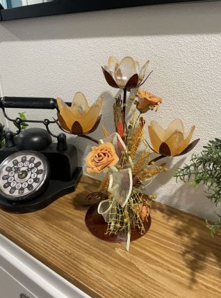 Bougeoir métal floral vintage