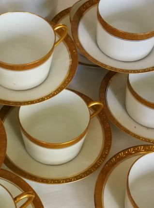 service a cafe porcelaine de limoges doré DUGENY