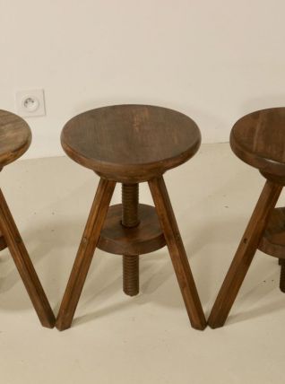 Lot de 3 tabourets à vis de menuisier. Réf Bambino.