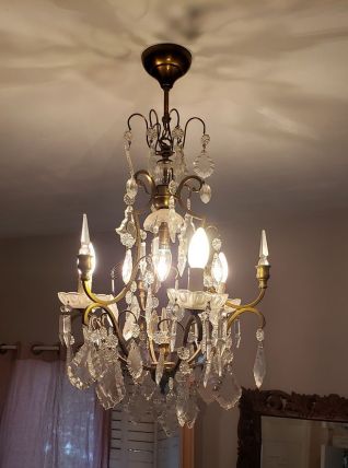 Lustre cristal et bronze