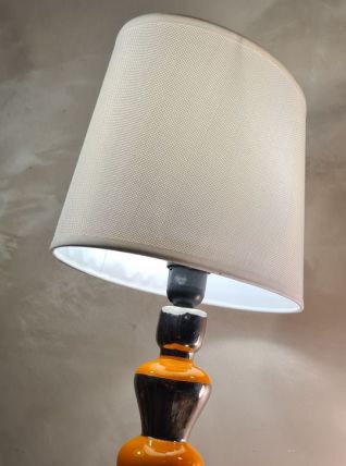 grande lampe  fin 1970 en ceramique argent et orange vernisé