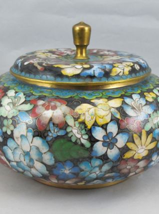 pot couvercle en bronze émail cloisonne Chinois Chine 